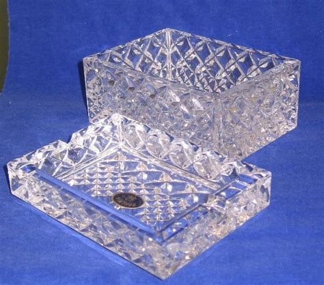 vintage cut glass cigarette box metal band|Crystal Cigarette Box .